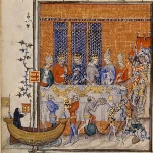 llustration of an ''entremet'', a type of medieval meal entertainment, staged at a banquet given by Charles V of France
